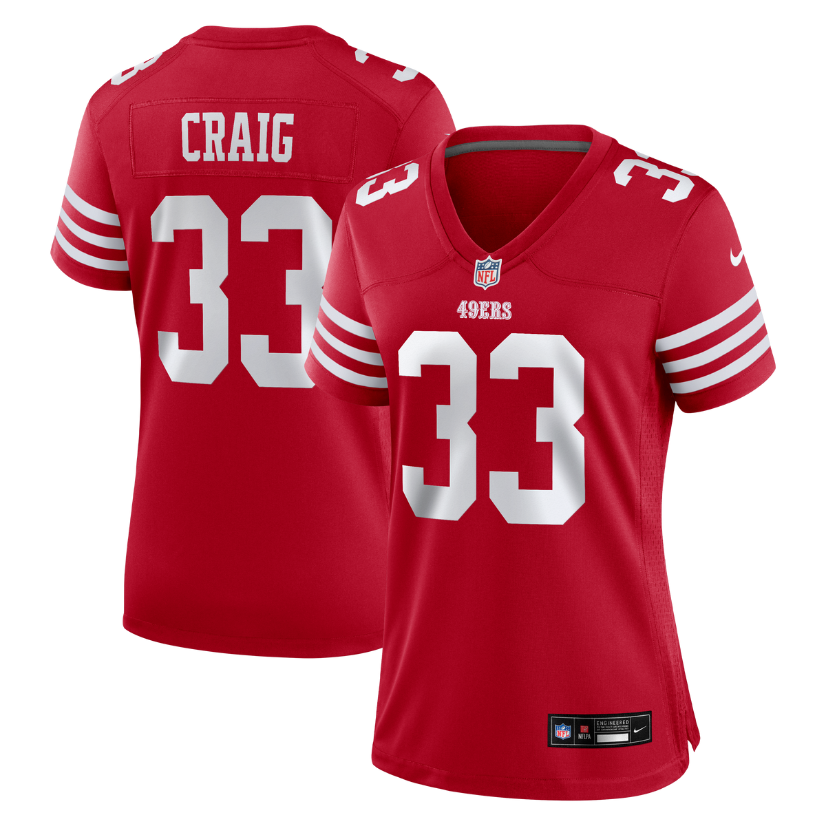 Women's San Francisco 49Ers Roger Craig Nike Scarlet Team Retired Game Jersey