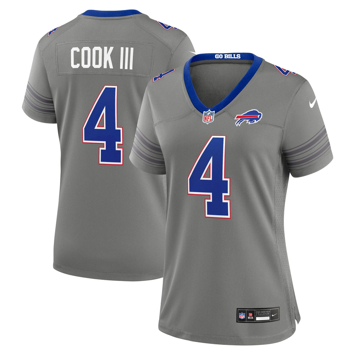 Women's Buffalo Bills James Cook Iii Nike Gray Nickel City Game Jersey
