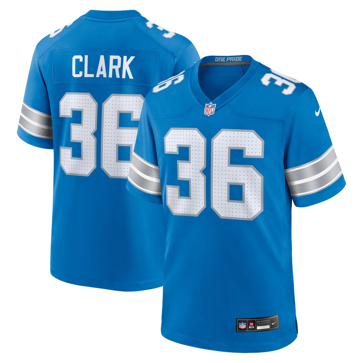 Men's Detroit Lions Chuck Clark Nike Blue Team Game Jersey