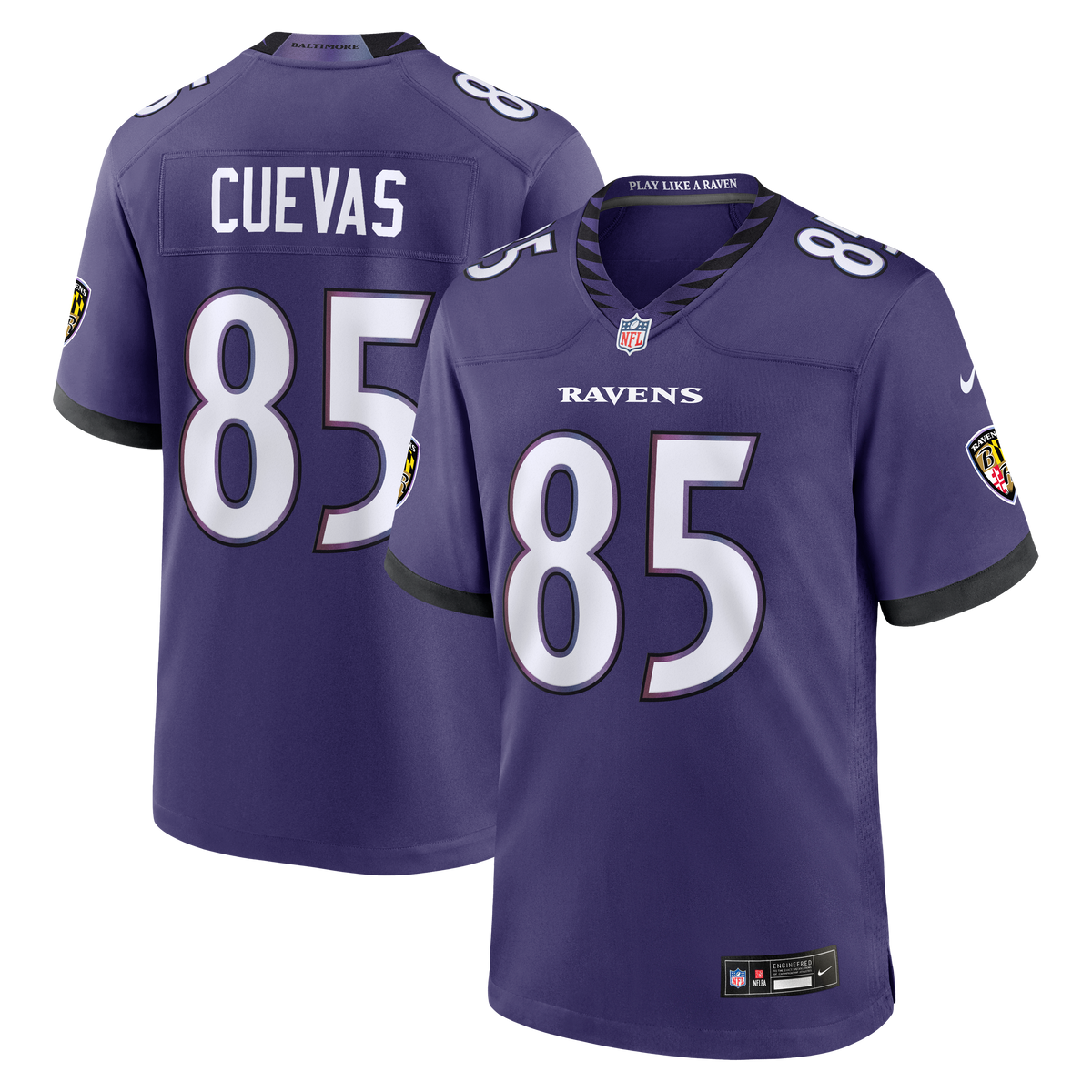 Men's Baltimore Ravens Josh Cuevas Nike Purple Team Game Jersey