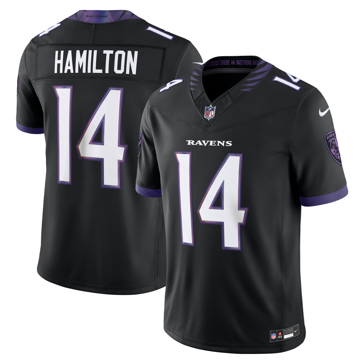 Men's Baltimore Ravens Kyle Hamilton Nike Black Alternate Vapor Fuse Stitched Limited Jersey