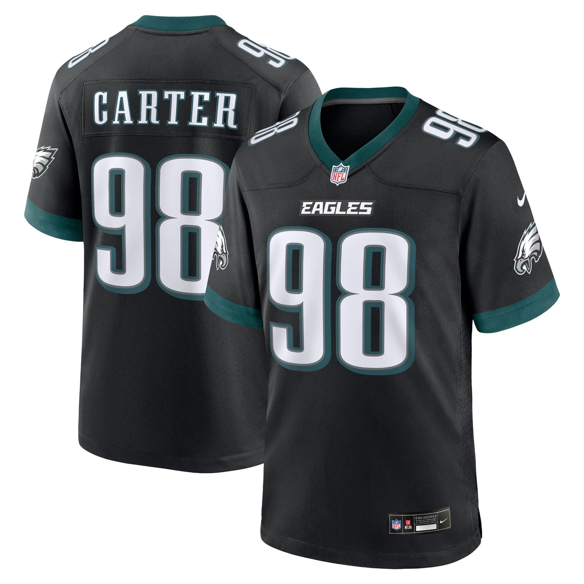Men's Philadelphia Eagles Jalen Carter Nike Black Alternate Game Player Jersey