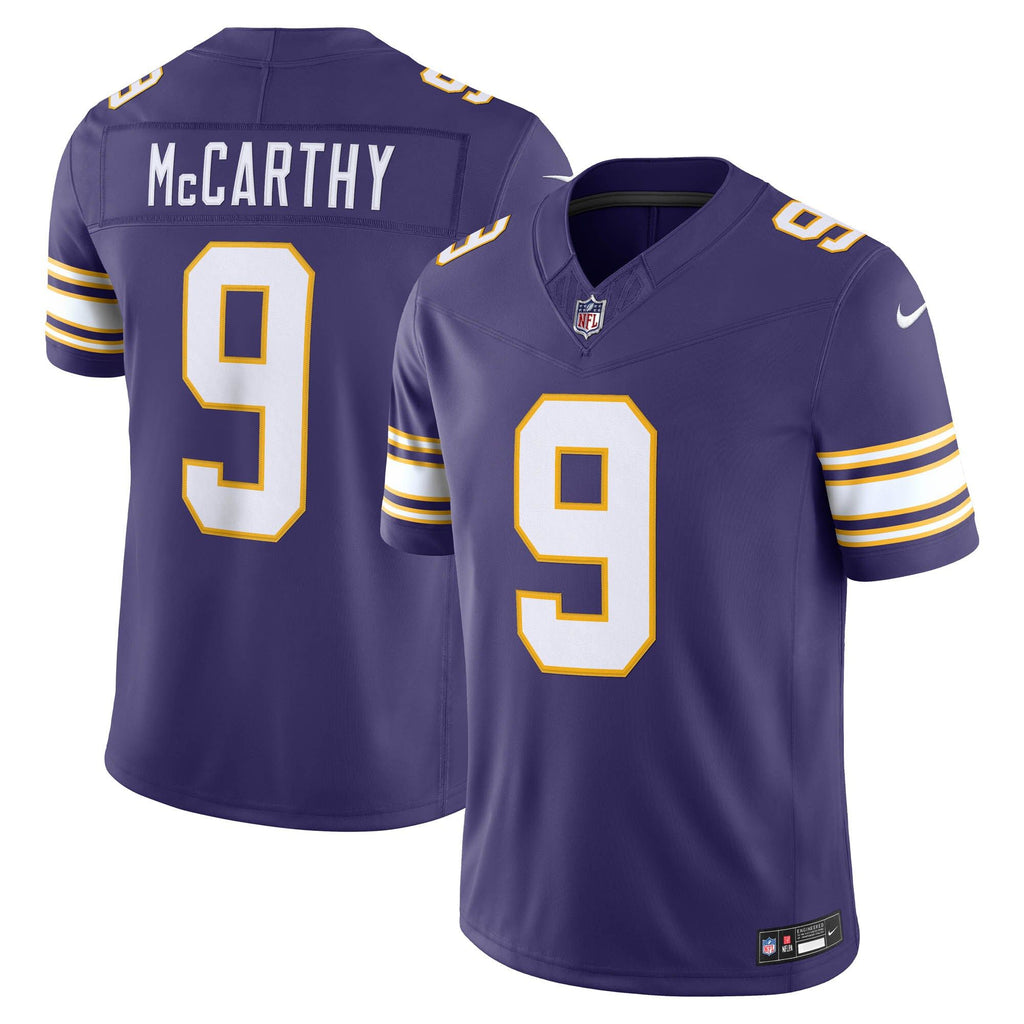 Men's Minnesota Vikings Jj Mccarthy Nike Purple Alternate Classic Vapor Fuse Stitched Limited Jersey