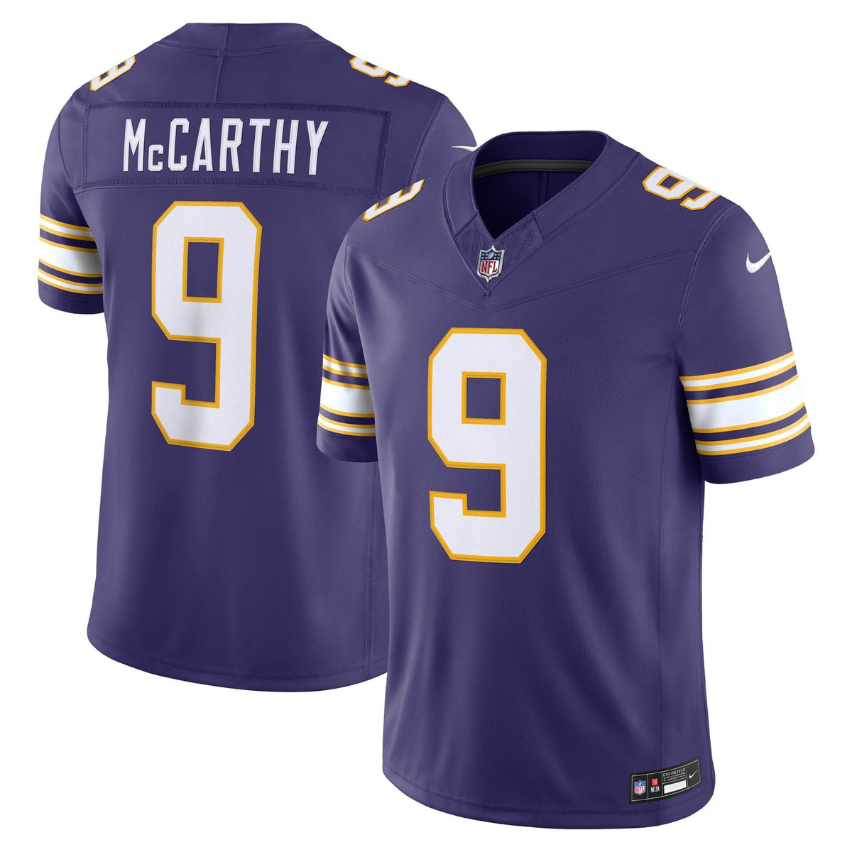 Men's Minnesota Vikings Jj Mccarthy Nike Purple Alternate Classic Vapor Fuse Stitched Limited Jersey