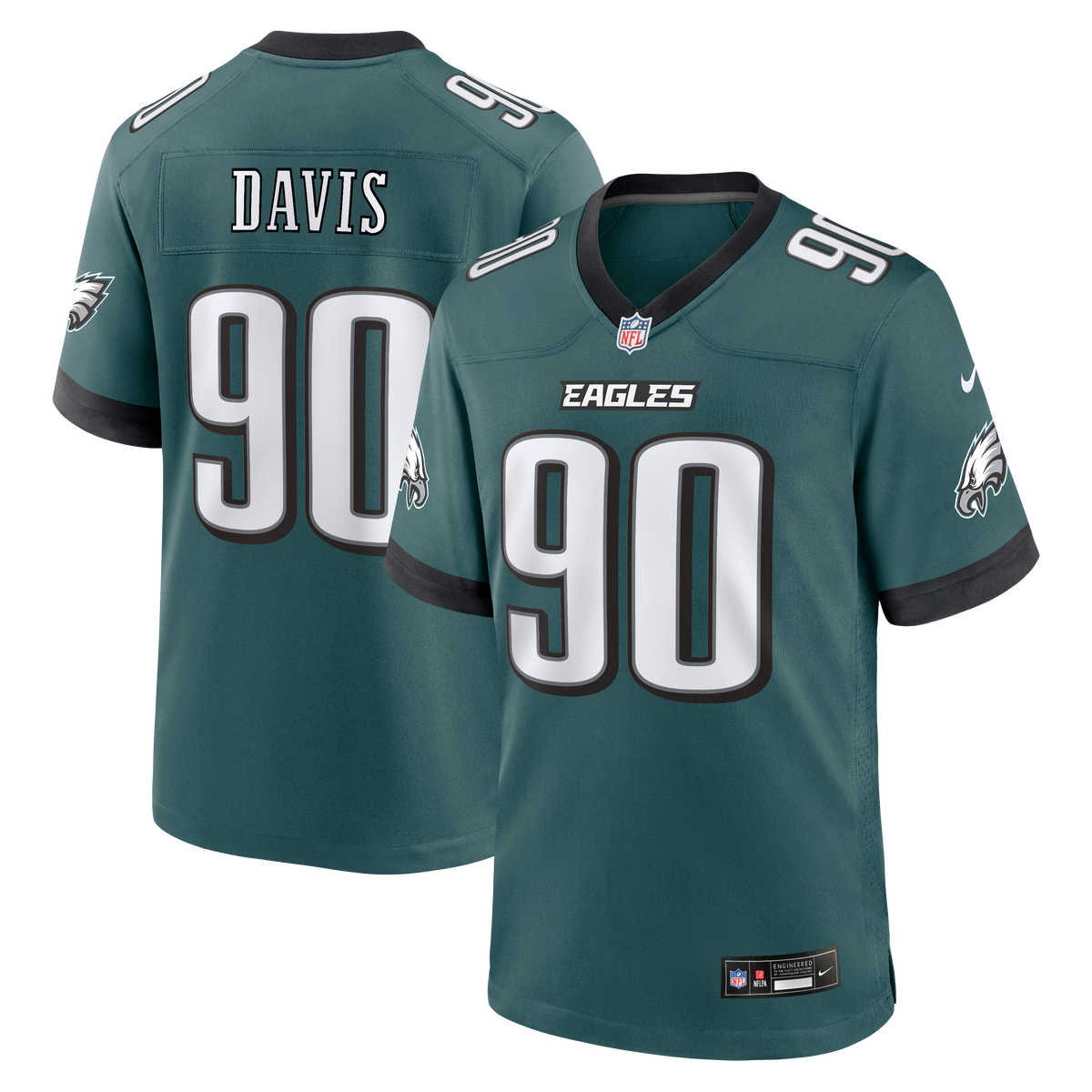 Men's Philadelphia Eagles Jordan Davis Nike Midnight Green Team Game Jersey