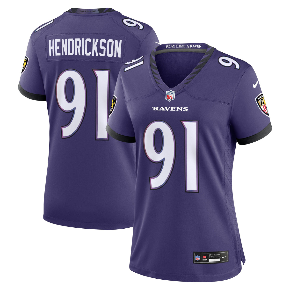 Women's Baltimore Ravens Trey Hendrickson Nike Purple Team Game Jersey