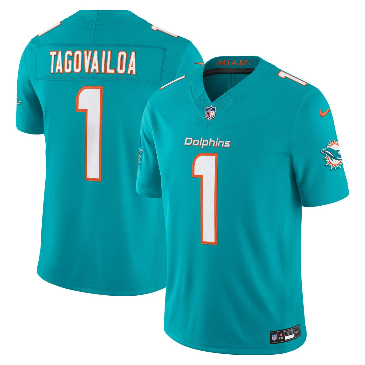 Men's Miami Dolphins Tua Tagovailoa Nike Aqua Team Vapor Fuse Stitched Limited Jersey