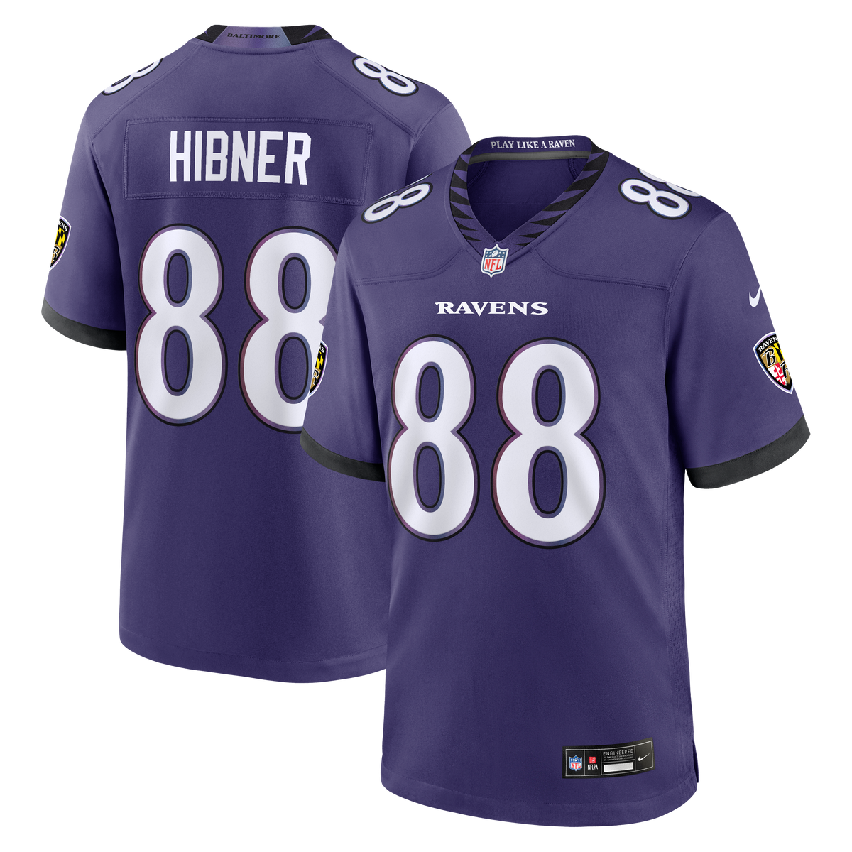 Men's Baltimore Ravens Matthew Hibner Nike Purple Team Game Jersey