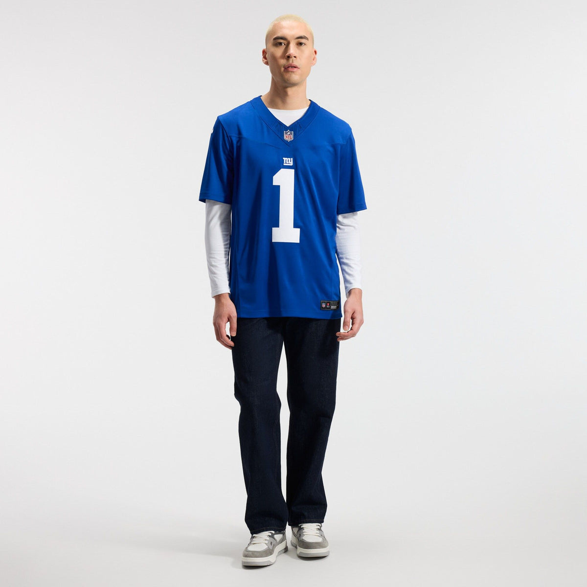 Men's New York Giants Malik Nabers Nike Royal Team Vapor Fuse Stitched Limited Jersey