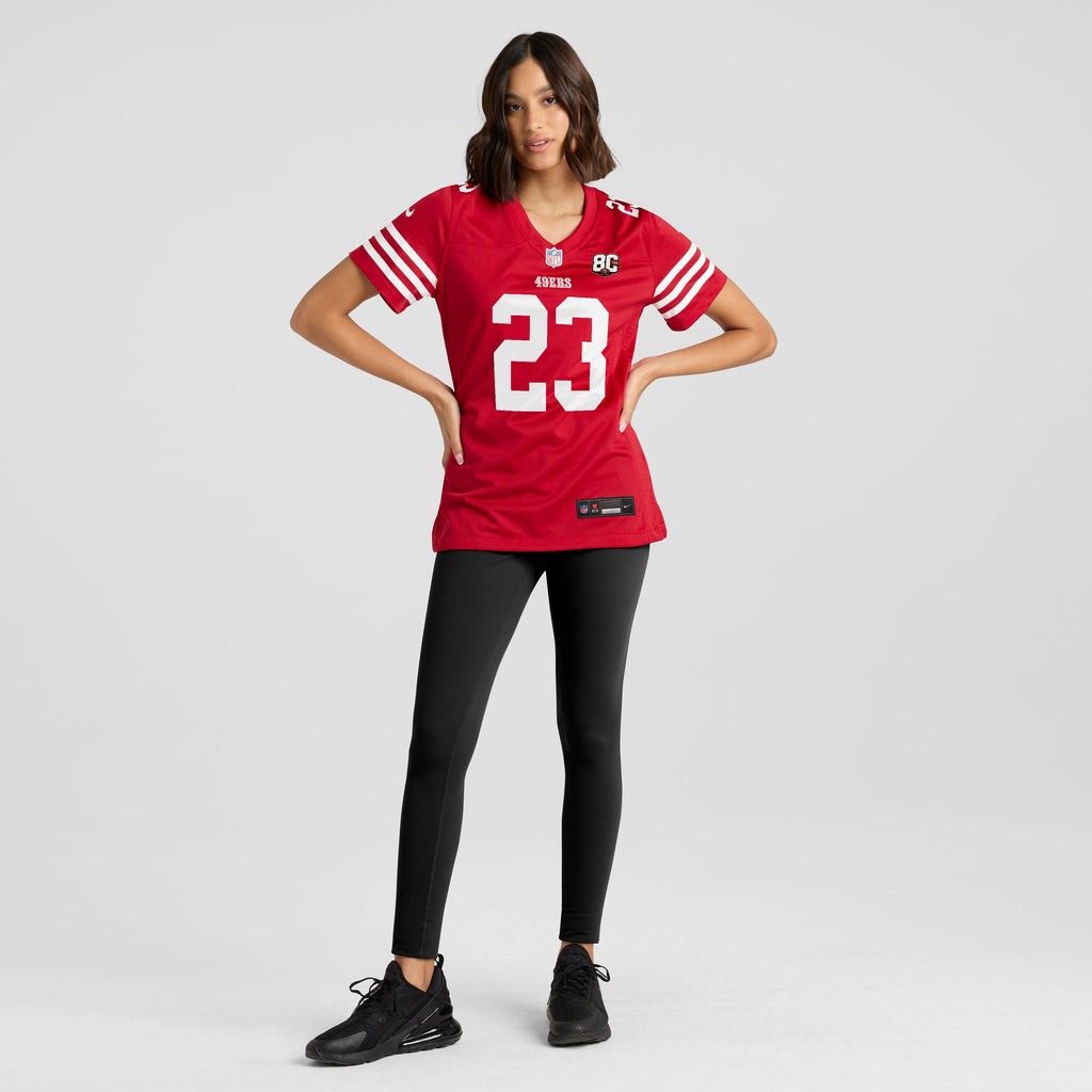 Women's San Francisco 49Ers Christian Mccaffrey Nike Scarlet 80Th Anniversary Game Jersey